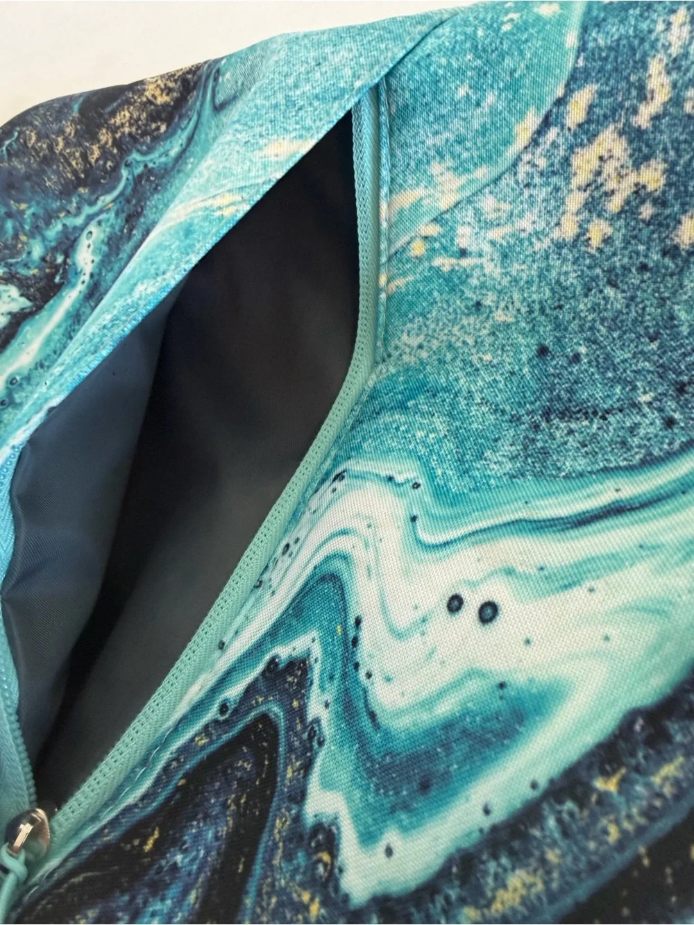 MOSISO Marbled Teal Padded Laptop Sleeve w/ Outside Zipper Pocket -New Condition